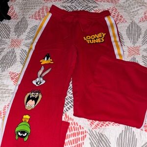 Looney Tunes Red Joggers with Character Graphics